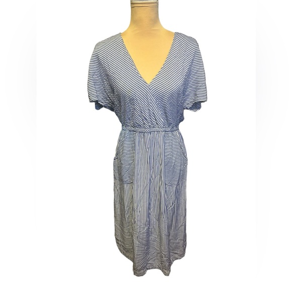 Dresses & Skirts - Peyton & Parker Womens Blue White Stripe Pocket Midi Medium